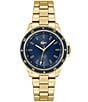 Color:Gold - Image 1 - Women's 36mm Santorini Three Hand Gold Tone Stainless Steel Bracelet Watch