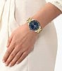 Color:Gold - Image 4 - Women's 36mm Santorini Three Hand Gold Tone Stainless Steel Bracelet Watch
