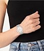 Color:Silver - Image 4 - Women's 36mm Santorini Three Hand Stainless Steel Bracelet Watch