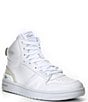 Color:White/White - Image 1 - Women's L001 Mid Leather Tonal Retro Sneakers