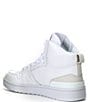 Color:White/White - Image 3 - Women's L001 Mid Leather Tonal Retro Sneakers