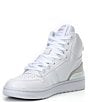 Color:White/White - Image 4 - Women's L001 Mid Leather Tonal Retro Sneakers