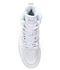 Color:White/White - Image 5 - Women's L001 Mid Leather Tonal Retro Sneakers
