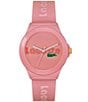 Color:Pink - Image 1 - Women's Neocroc Analog Pink Logo Silicone Strap Watch