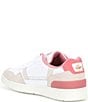 Color:White/Light Pink - Image 3 - Women's T-Clip Contrasted Collar Leather Court Sneakers