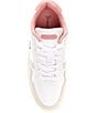 Color:White/Light Pink - Image 5 - Women's T-Clip Contrasted Collar Leather Court Sneakers