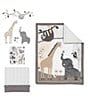 Color:Multi - Image 2 - Baby Jungle Animals 4-Piece Crib Bedding Set