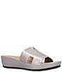 Color:Champagne Metallic - Image 1 - Catiana Leather Slide Sandals