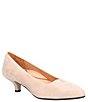 Color:Taupe Kid Suede - Image 1 - Kavan Suede Kitten Heel Pumps