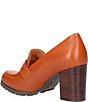 Color:Whiskey Lamba - Image 3 - Quinziano Leather Buckle Block Heel Loafer Pumps