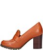 Color:Whiskey Lamba - Image 4 - Quinziano Leather Buckle Block Heel Loafer Pumps