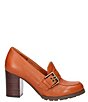 Color:Whiskey Lamba - Image 2 - Quinziano Leather Buckle Block Heel Loafer Pumps