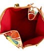LANCEL Large Fruit Raffia Canvas Zip Tote Bag, Color:Multi Orange - Image 3