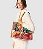 LANCEL Large Fruit Raffia Canvas Zip Tote Bag, Color:Multi Orange - Image 5