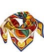 LANCEL Motif Tutti Frutti Pattern Silk Scarf, Color:Multi Orange - Image 1
