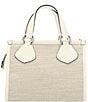 Color:Natural/White - Image 2 - Small Top Zip Summer Tote Bag
