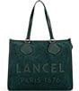 LANCEL Suede & Leather Logo Tote Bag, Color:Imperial Green - Image 1