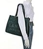 LANCEL Suede & Leather Logo Tote Bag, Color:Imperial Green - Image 4