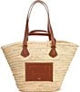 Color:Natural/Caramel - Image 1 - Summer Large Snow Straw Basket Tote Bag