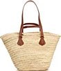 Color:Natural/Caramel - Image 2 - Summer Large Snow Straw Basket Tote Bag