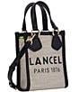 LANCEL Summer Mini Vertical Tote Bag, Color:Natural/Black - Image 4