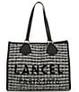 LANCEL Tweed Large Logo Tote Bag, Color:Black/White - Image 1