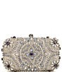 Color:Silver - Image 1 - Encrusted Crystal Minaudiere Clutch