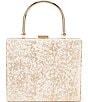 Color:Champagne - Image 1 - Jacquard Top Handle Minaudiere Crossbody Clutch