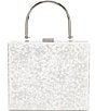Color:Silver - Image 1 - Jacquard Top Handle Minaudiere Crossbody Clutch