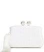 Color:White - Image 1 - Pearl Top Straw Tassel Minaudiere Clutch