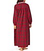 Color:Red Plaid - Image 2 - Flannel Plaid Print Long Sleeve Peter Pan Collar Ballet Cotton Nightgown
