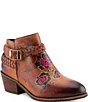 L'ARTISTE Across Leather Hand Painted Embossed Booties - Image 1