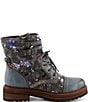 L'ARTISTE All The Way Floral Embossed Leather Combat Booties - Image 2
