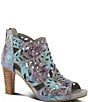 L'ARTISTE Amora Hand-Painted Embossed Laser-Cut Leather Peep Toe Shooties - Image 1