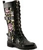 L'ARTISTE Another-Fave Embroidered Leather Tall Combat Boots - Image 1