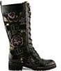 L'ARTISTE Another-Fave Embroidered Leather Tall Combat Boots - Image 2