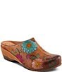 L'ARTISTE Chienti Floral Painted Perforated Leather Clogs - Image 1
