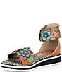 L'ARTISTE Cruzer Leather Flower Embellished Wedge Sandals - Image 4