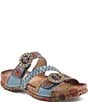 L'ARTISTE Ontheroad Embossed Floral Leather Slide Sandals - Image 1