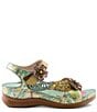 L'ARTISTE Script Floral Embossed Leather Wedge Sandals - Image 2