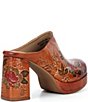 L'Artiste Sky High Embossed Hand Painted Leather Platform Clogs - Image 2