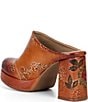 L'Artiste Sky High Embossed Hand Painted Leather Platform Clogs - Image 3