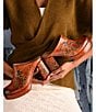 L'Artiste Sky High Embossed Hand Painted Leather Platform Clogs - Image 5