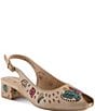 L'ARTISTE Streetpeep Hand-Painted Laser Cut Leather Peep Toe Slingback Pumps - Image 1