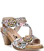 L'ARTSITE Shesfab Embossed Floral Leather Sandals - Image 1