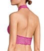 Color:Pink - Image 2 - Last Dance Lace Halter Deep V-Neck Scallop Trim Bralette