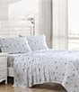Laura Ashley 300-Thread Count Garden Muse Sheet Set, Color:Blue Cashmere/White - Image 1