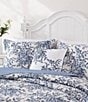 Color:Blue - Image 5 - Bedford Embroidered Floral Cotton Decorative Square Pillow