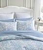 Color:Blue Cashmere/White - Image 1 - Bedford Floral Printed Reversible Comforter Mini Set