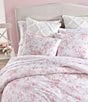 Color:Mauve Pink - Image 1 - Delphine Oversized Floral Blooms Cotton Reversible Comforter Mini Set